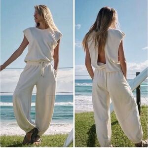 Free People Jumpsuit-Ivory-L EUC